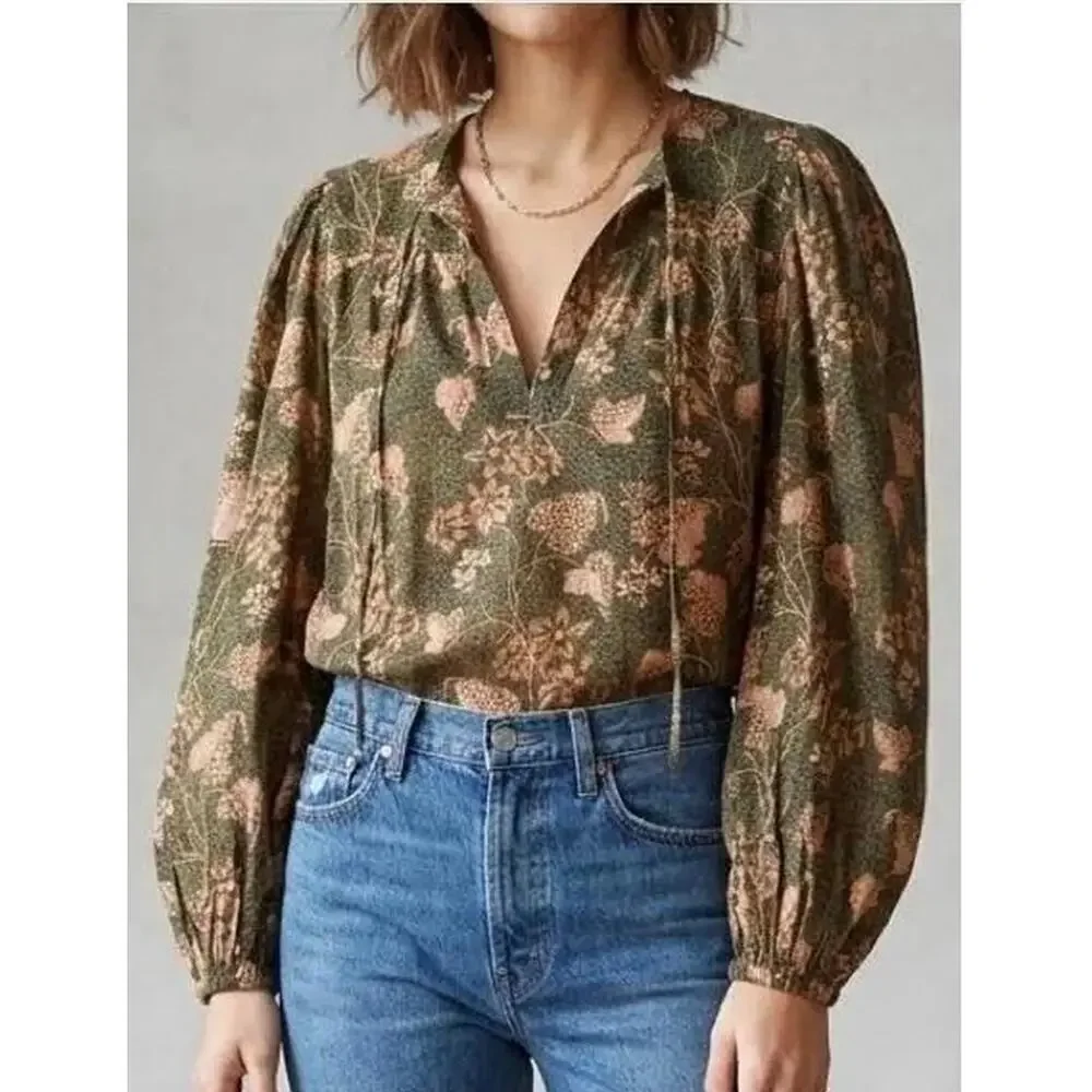 Ulla Johnson Tillie Blouse in Balsam Cotton Blend Voile Size 6
